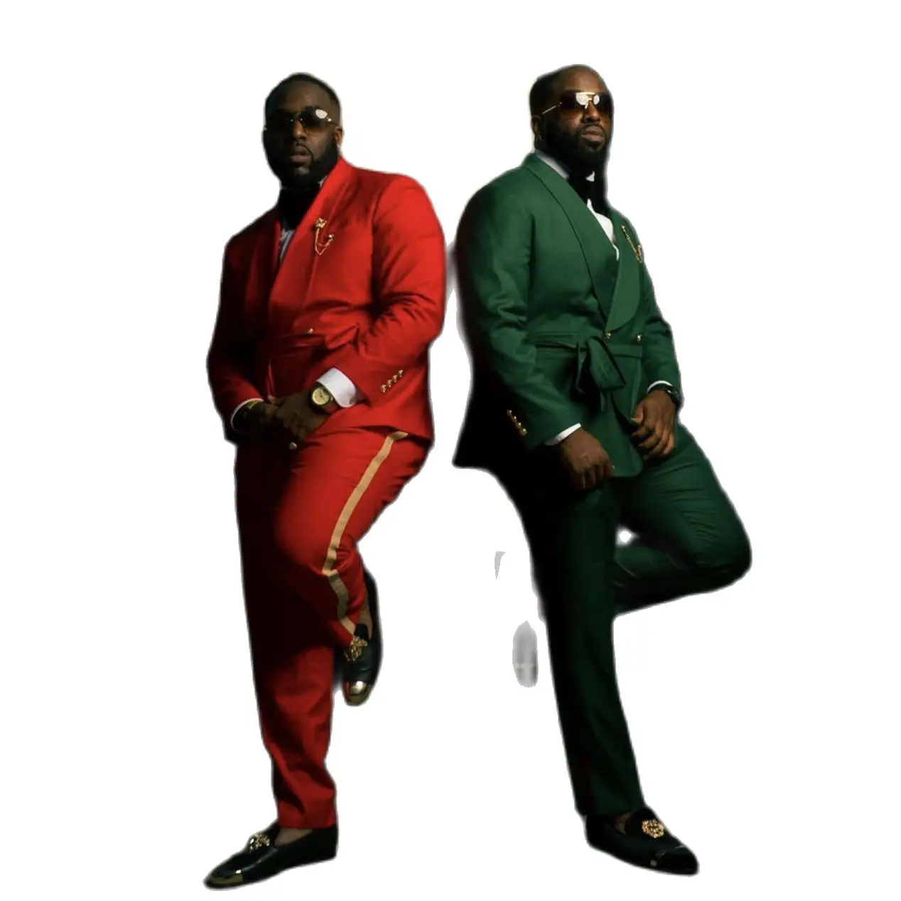 2 חתיכות אחרונות עיצוב ירוק אדום חליפות גברים מעיל Slim Fit רשמית החתונה החתן טלאים אח תלבושת חגורת המותניים בלייזר המכנסיים - 2