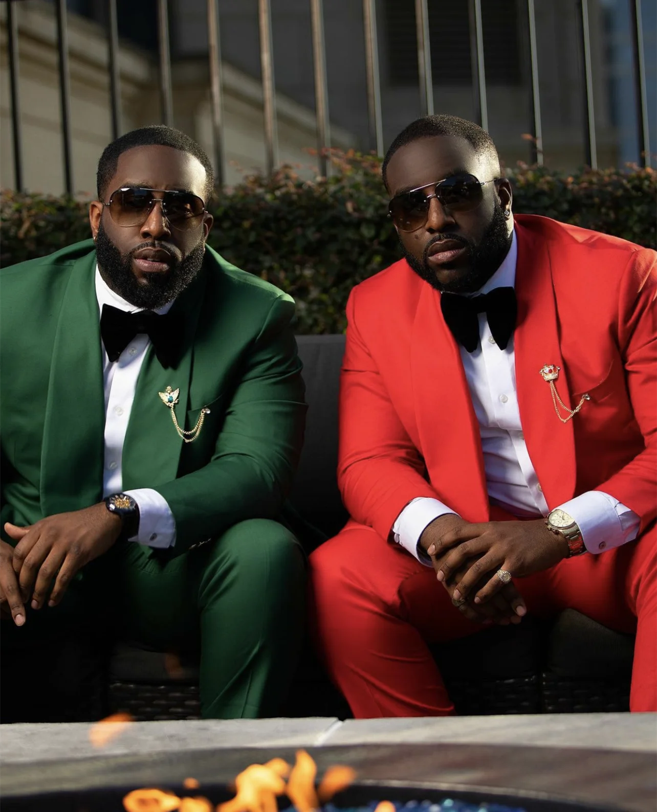 2 חתיכות אחרונות עיצוב ירוק אדום חליפות גברים מעיל Slim Fit רשמית החתונה החתן טלאים אח תלבושת חגורת המותניים בלייזר המכנסיים - 3