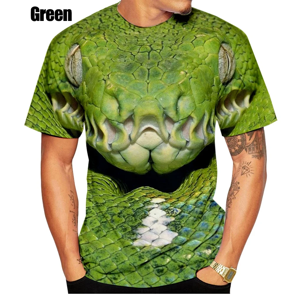 2022 גברים ונשים קיץ חדשה ירוק קוברה 3d חולצה אופנה כושר נחש הדפסת 3D טי Shirthip הופ לכל היותר - 1