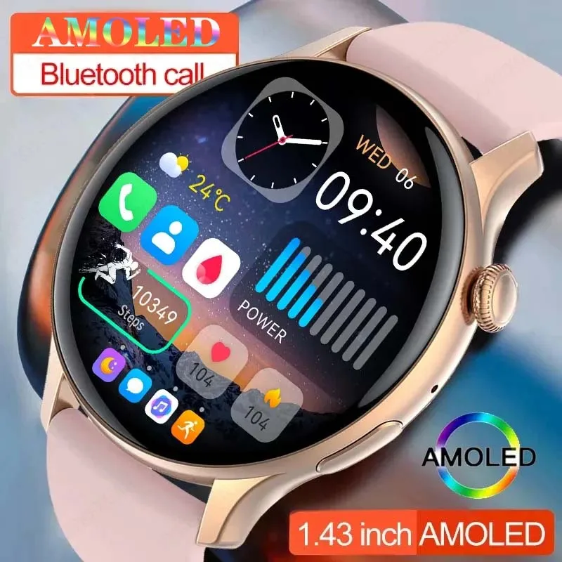 2023 AMOLED של נשים Smartwatch NFC Bluetooth להתקשר אל הקול עוזר IP68, עמיד למים כושר להקה של נשים smartwatch עבור אנדרואיד - 0