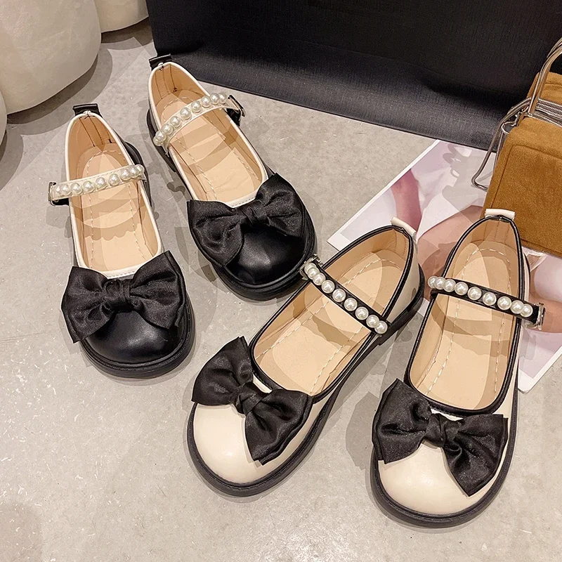 2023 סתיו חדש נעלי נשים עוקץ חרוז אבזם רצועה של הנשים משאבות עקבים נמוכים נעלי בנות פרפר-קשר סוויט מרי ג ' יין נעליים - 5