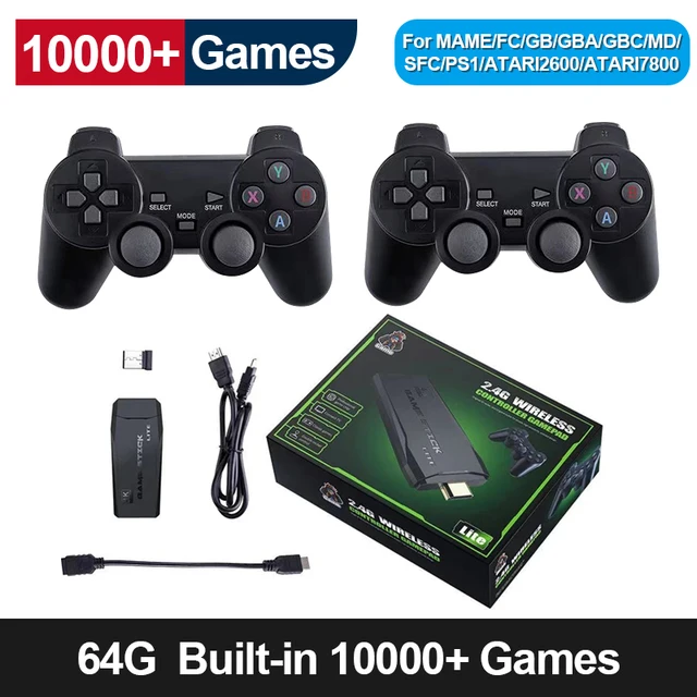 2024 4K Ultra וידאו, קונסולת משחק כפול GamePad עבור PS1/GBA רטרו טלוויזיה Dendy קונסולת משחק HD-יוצא 64GB 10000 משחקי וידאו המשחק מקל - 0