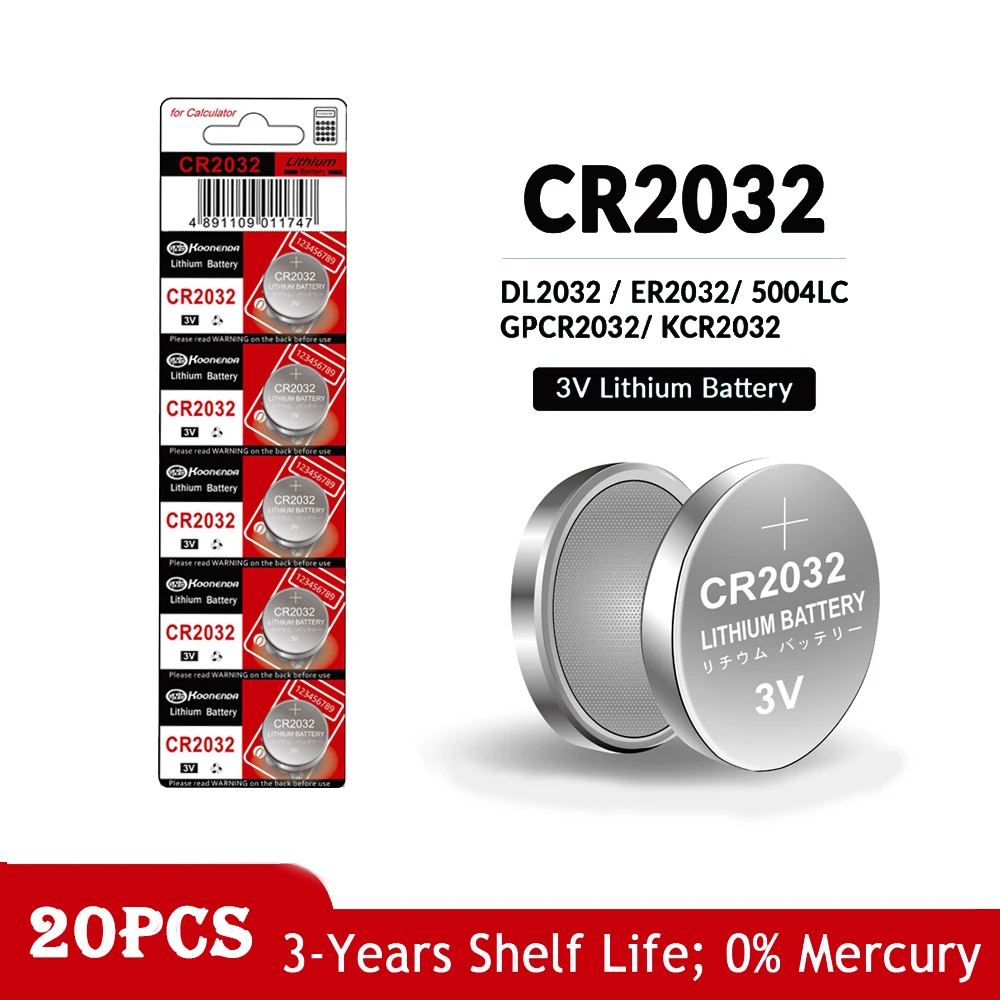 20pcs CR2032 סוללה ליתיום 3V מפתח הרכב מטבע תאים המכונית מרחוק סוללה BR2032 DL2032 ECR2032 5004LC GPCR2032 לחצן תא הסוללה. - 0
