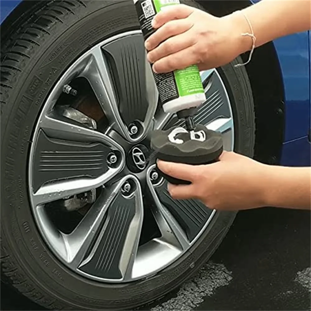 2Pcs מברשת לשטוף את המכונית השחורה צמיג ניקוי כלי רכב ניקוי צמיגים שעווה ספוג המכונית המפרט מברשת קצף בצפיפות ספוג נקי Pad - 4