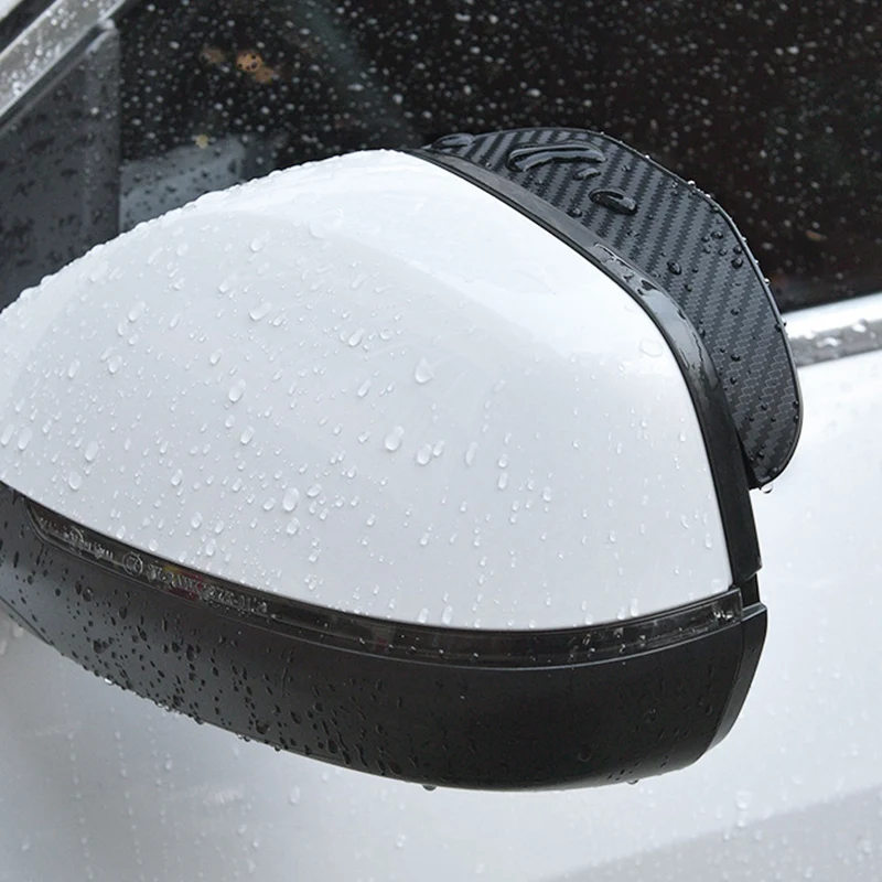2pcs שחור שקוף אוניברסלי אוטומטי חלקי המכונית המראה האחורית גשם מגן גשם הגבה כיסוי גשם מעובה סיבי פחמן - 4