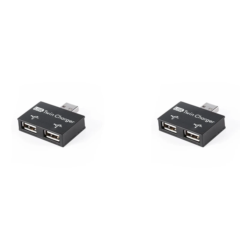 2X USB 2.0 זכר תאום נקבה מטען כפול 2 יציאת USB Dc 5V טעינה מפצל Hub מתאם ממיר מחבר - 0