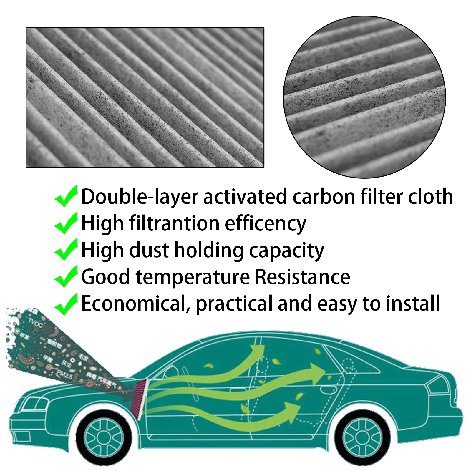 2x המכונית אבקה בקתה מיזוג אוויר מסנן פחם פעיל עבור ניסן הקאשקאי J10 Sentra B16 X-טרייל T31 2009 2010 2011 2012 - 2
