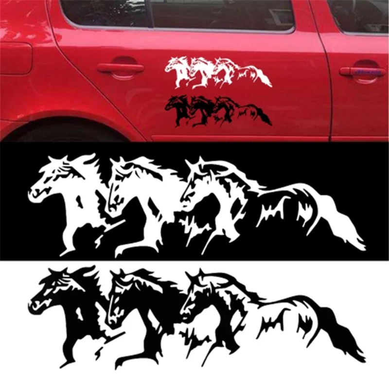 3 סוסים שחור לבן בעלי חיים בצורת מדבקות הרכב מדבקה אופנה יצירתי קישוט רכב הפנים אביזרים - 0