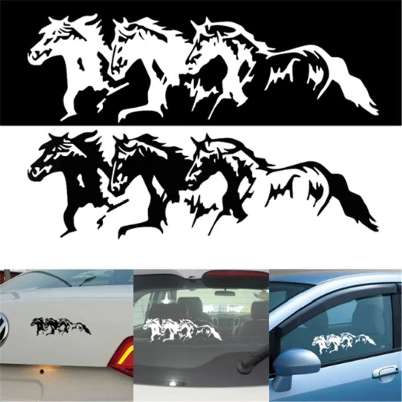 3 סוסים שחור לבן בעלי חיים בצורת מדבקות הרכב מדבקה אופנה יצירתי קישוט רכב הפנים אביזרים - 2