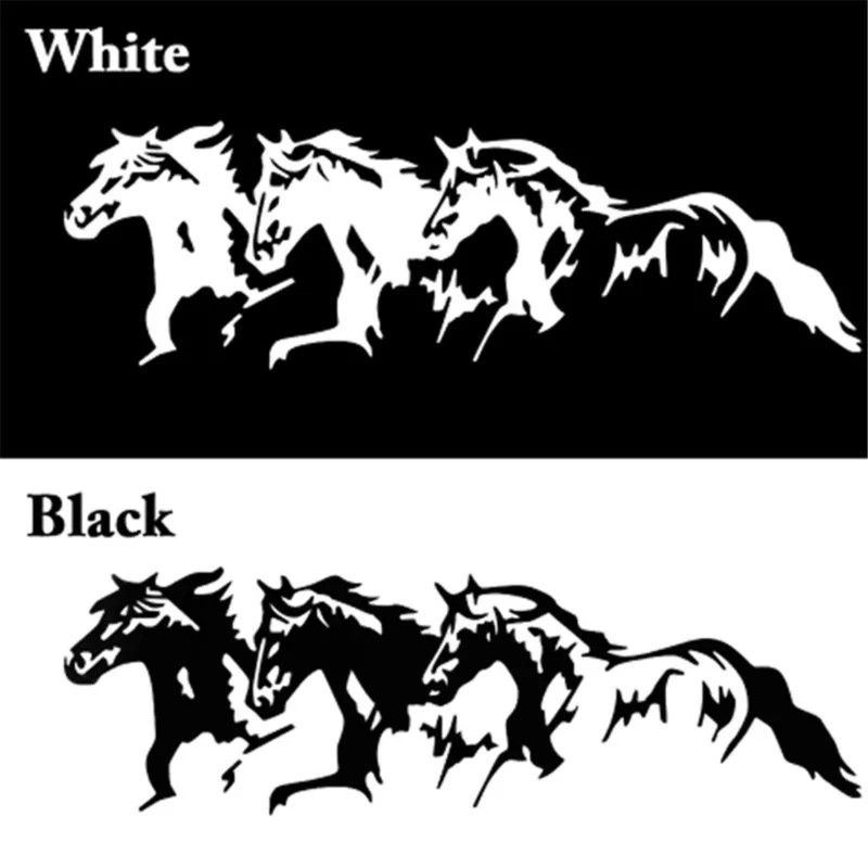 3 סוסים שחור לבן בעלי חיים בצורת מדבקות הרכב מדבקה אופנה יצירתי קישוט רכב הפנים אביזרים - 3