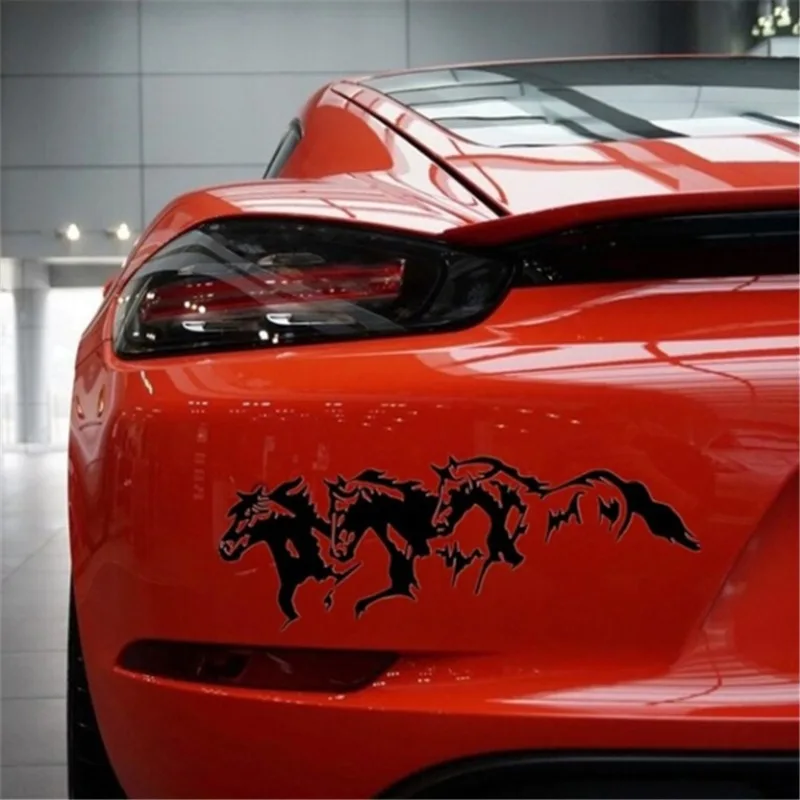 3 סוסים שחור לבן בעלי חיים בצורת מדבקות הרכב מדבקה אופנה יצירתי קישוט רכב הפנים אביזרים - 4