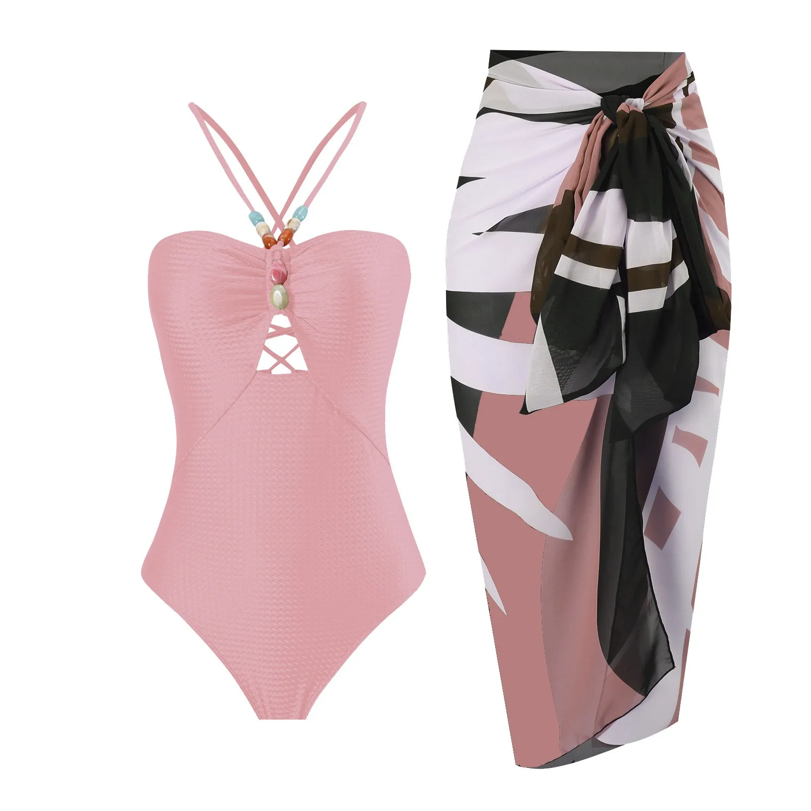 3PC הקיץ הדפסה בגדי ים נשית חתיכה אחת סגורה בגדי ים פוש אפ לנשים לשחות ללבוש גוף בגדי ים חוף ביקיני mujer - 0
