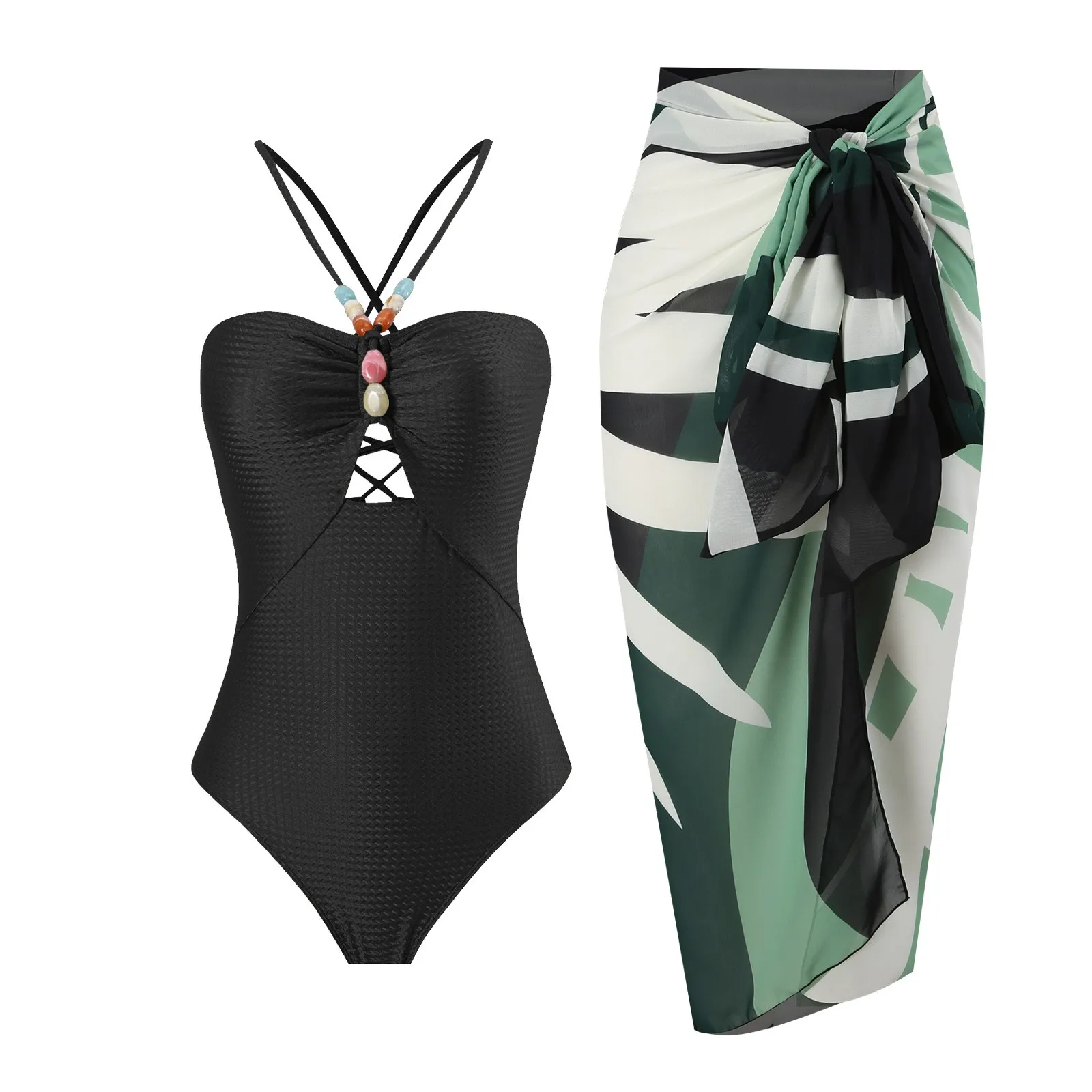 3PC הקיץ הדפסה בגדי ים נשית חתיכה אחת סגורה בגדי ים פוש אפ לנשים לשחות ללבוש גוף בגדי ים חוף ביקיני mujer - 4