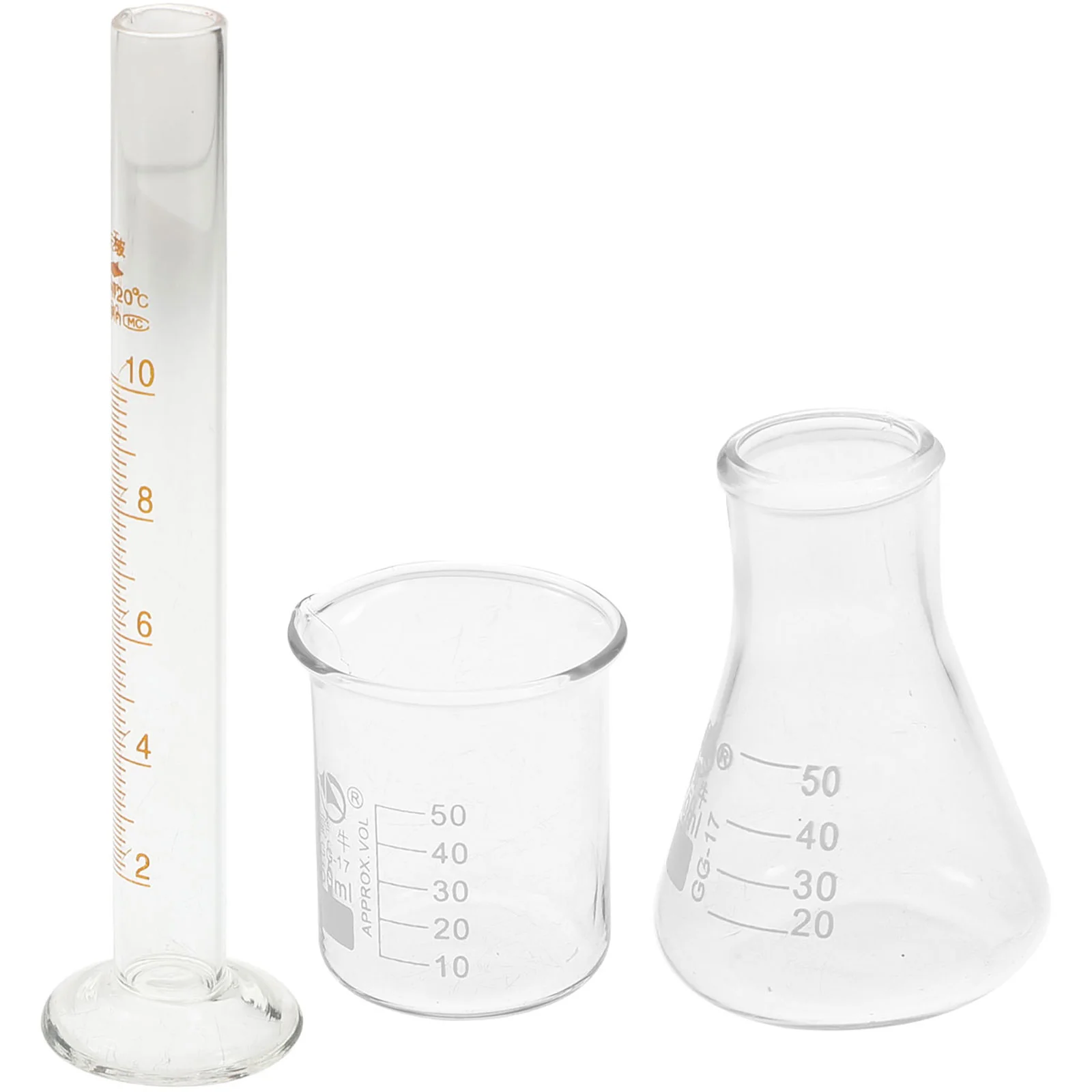 3pcs מעבדה ציוד (זכוכית, כוס מדידה גליל בקבוק חרוטי) - 1