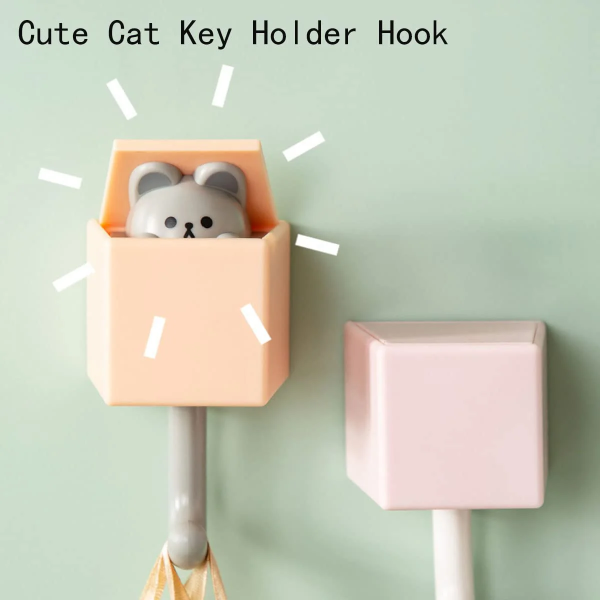 4 יח ' יצירתי דבק מתלה מעילים, חתול חמוד מחזיק מפתחות הוק, מחמד חמוד ווים עבור מעיל, צעיף, כובע, מגבת, מפתח, חיות מחמד ווים - 1