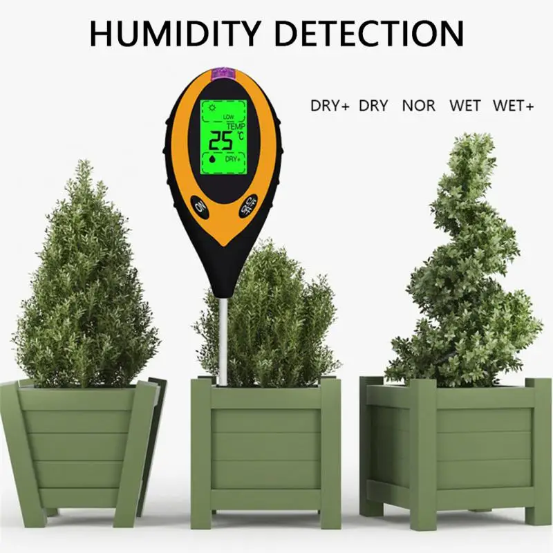 4In1 דיגיטלי אדמה PH מטר הביתה גינון לחות לנטר את הטמפרטורה שמש בודק צמחים חקלאות ניתוח כלי מדידה - 2