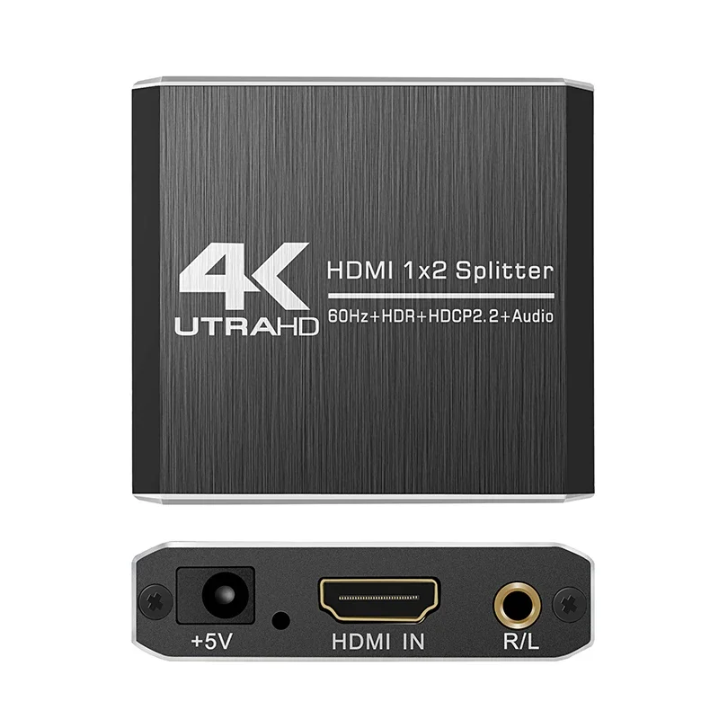 4K UTRA HD HDMI תואם 2.0 1X2 מפצל 1 2 מתג תיבת מתאם תמיכה 4K/60Hz YUV4:4:4 HDR 2.2 ו-אודיו R/L פלט - 0