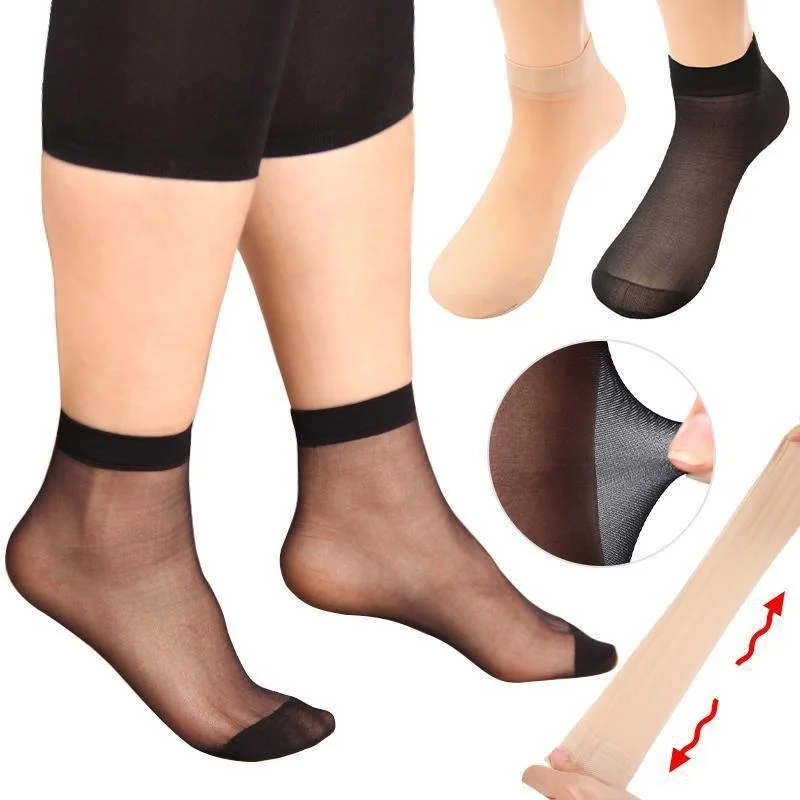 5Pairs ElasticThin משי הקיץ גרביים דקים שקופים באיכות גבוהה נשים גרביים הנשי בנות בלתי נראה הקרסול קצר גרביים - 3