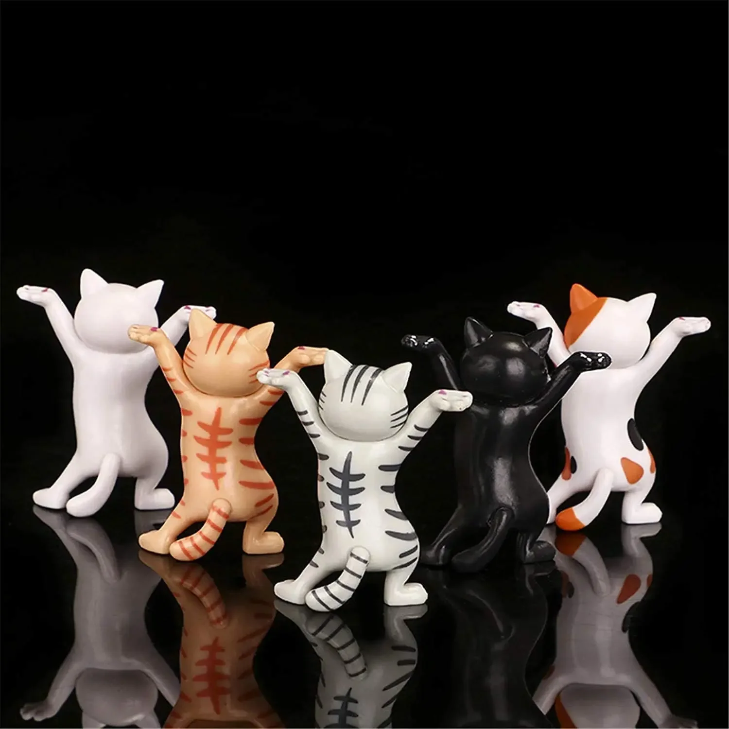 5pcs לרקוד חתולים עט AirPods מחזיקי חתול פסלון קישוט הרמת משקולות החתול מחזיק עט מיני חתול דמויות צעצוע Playset מתנה יפן - 1