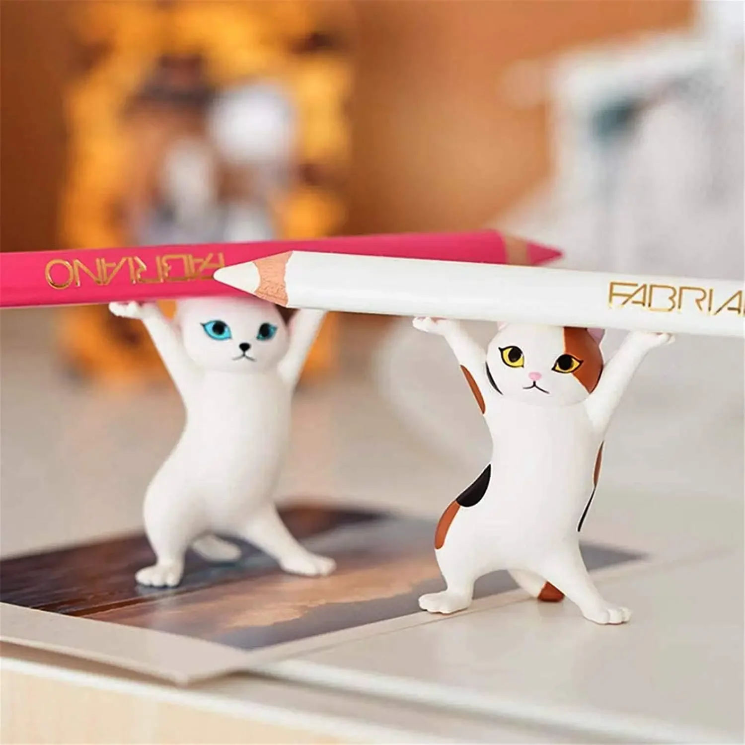 5pcs לרקוד חתולים עט AirPods מחזיקי חתול פסלון קישוט הרמת משקולות החתול מחזיק עט מיני חתול דמויות צעצוע Playset מתנה יפן - 3
