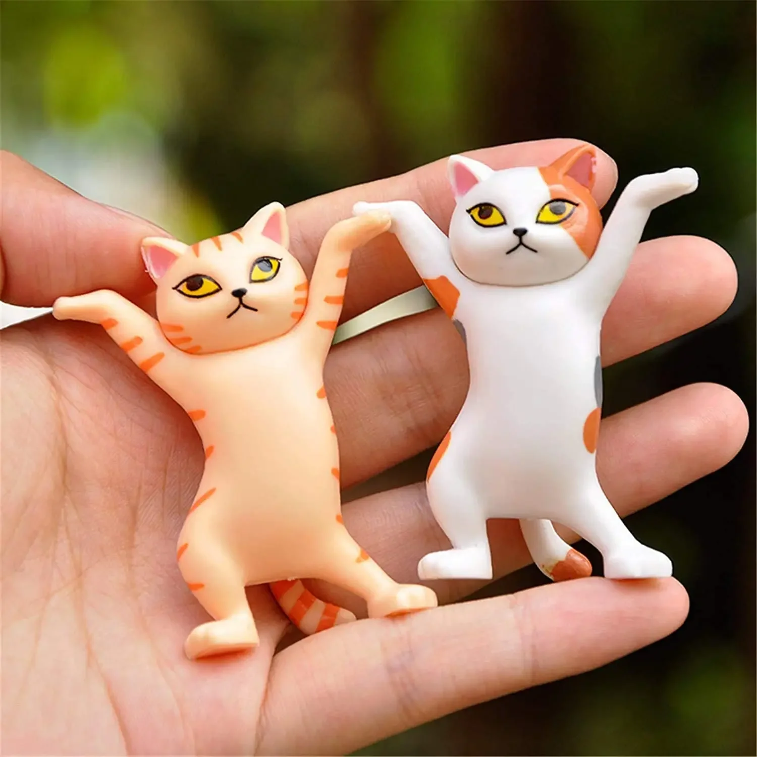 5pcs לרקוד חתולים עט AirPods מחזיקי חתול פסלון קישוט הרמת משקולות החתול מחזיק עט מיני חתול דמויות צעצוע Playset מתנה יפן - 4