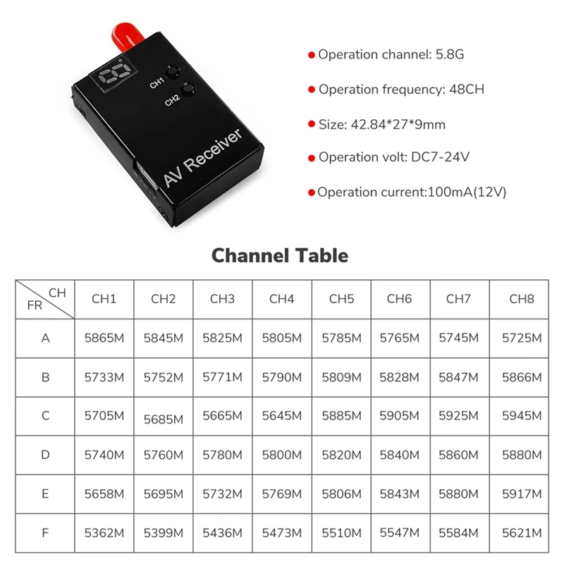 708R 5.8 G 48CH אלחוטית אודיו/וידאו FPV מקלט מודול RC8X משדר עמיד קל לשימוש - 1