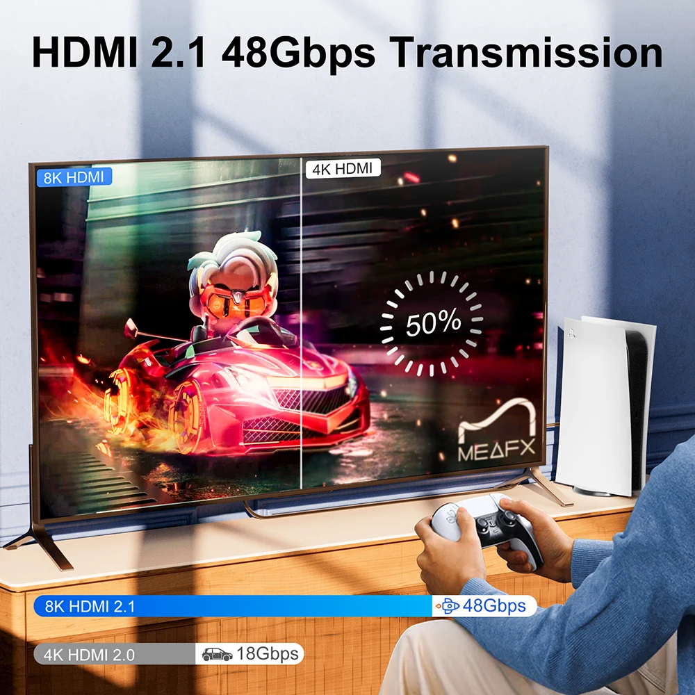 8K HDMI כבל סיב אופטי HDMI 2.1 כבל 8K 60Hz 4K 120Hz 48Gbps eARC HDCP HDR 10+ עבור הטלוויזיה Box PC PS4/5-HDMI תואם 2.0 כבל - 2