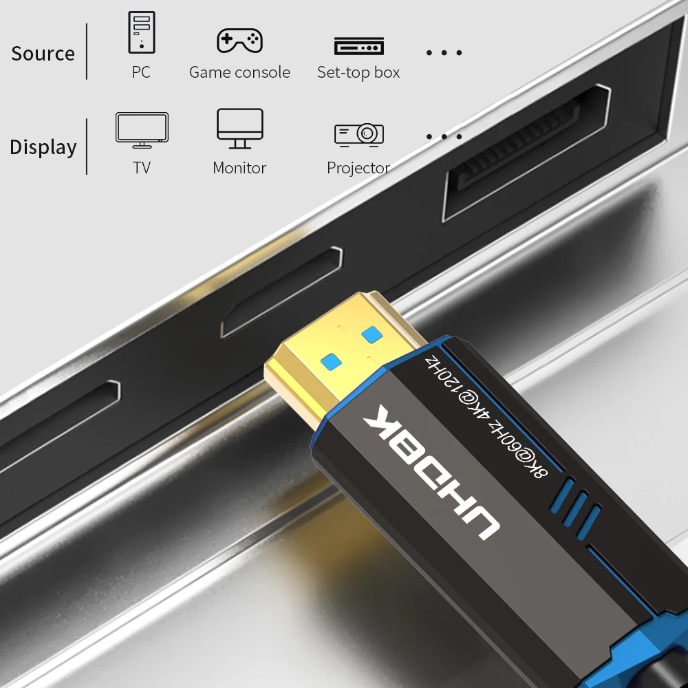 8K HDMI כבל סיב אופטי HDMI 2.1 כבל 8K 60Hz 4K 120Hz 48Gbps eARC HDCP HDR 10+ עבור הטלוויזיה Box PC PS4/5-HDMI תואם 2.0 כבל - 4