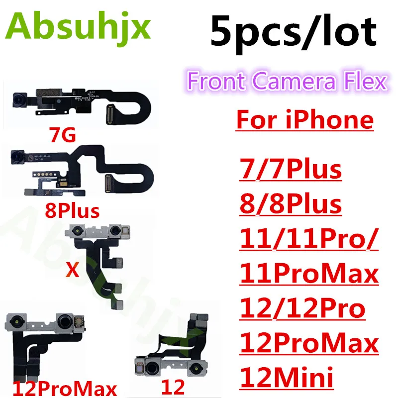 Absuhjx 5pcs מצלמה קדמית להגמיש כבלים עבור iPhone 7 8 פלוס X XR XS 11 12 Pro מקס 12Mini מול קטן קאם Promixity להגמיש כבלים - 0