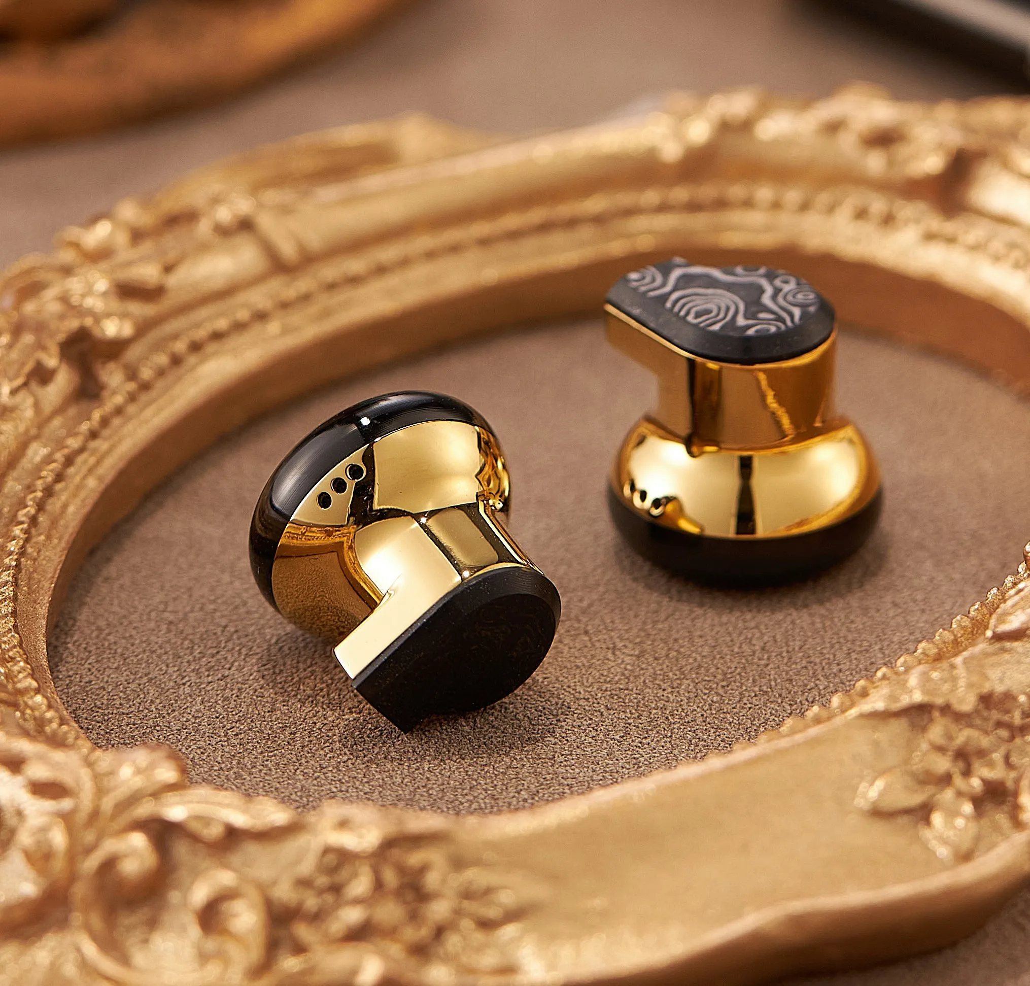 Angelears&מזג Ksearphone DBX Ultra ב-אוזניות הדגל האמיתי מזויפים דמשק טיטניום זהב חלל שטוח ראש In-ear HIFI - 0