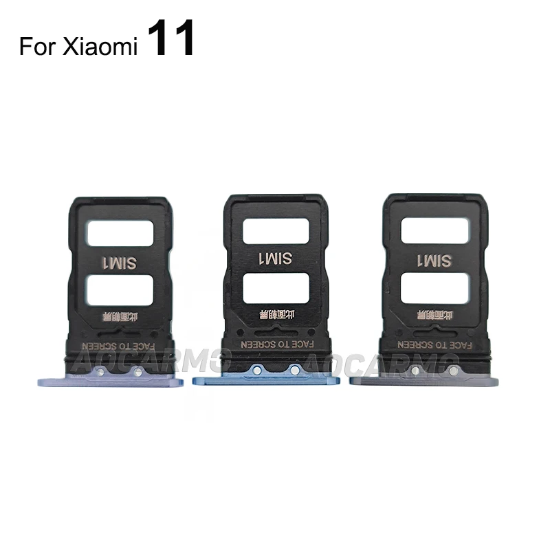Aocarmo שחור/סגול כחול Dusl ה-Sim כרטיס ה-SIM מגש חריץ מחזיק עבור Xiaomi 11 Mi11 החלפת חלק - 1