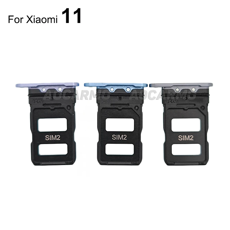 Aocarmo שחור/סגול כחול Dusl ה-Sim כרטיס ה-SIM מגש חריץ מחזיק עבור Xiaomi 11 Mi11 החלפת חלק - 2
