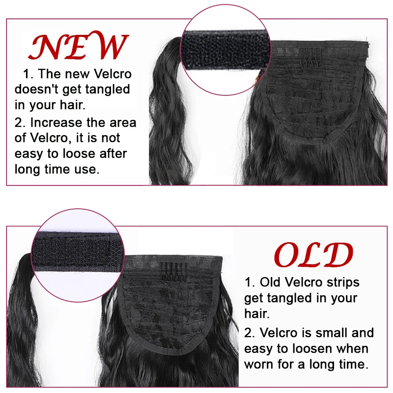 AOOSOO 24 אינץ גלי הקוקו פאה סינתטית קליפ שיער הארכת שיער טבעי לפאה כיסוי הראש סינטטי, שיער טבעי שחור - 5