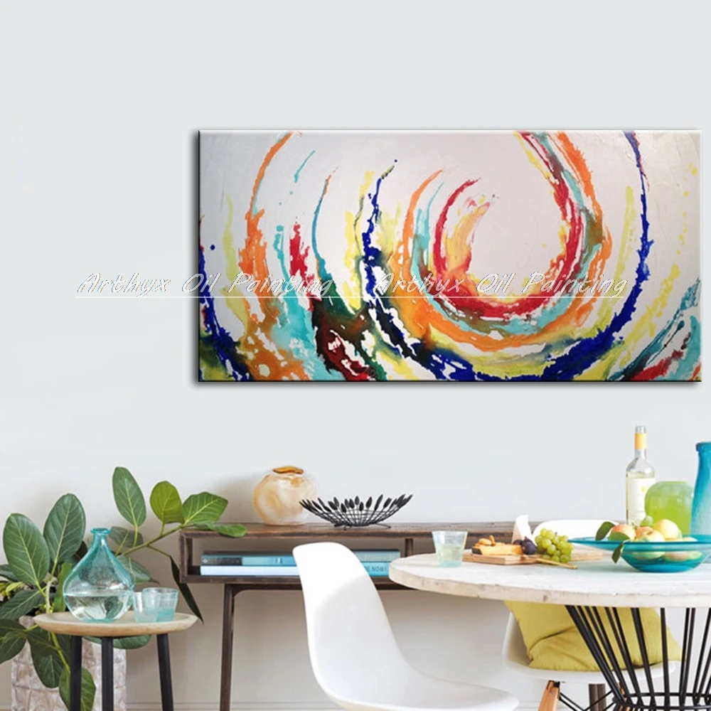 Arthyx,גודל גדול,צבוע ביד מופשט ציורי שמן על בד,צבע Lollipop אמנות תמונות קיר הסלון,קישוט הבית - 1