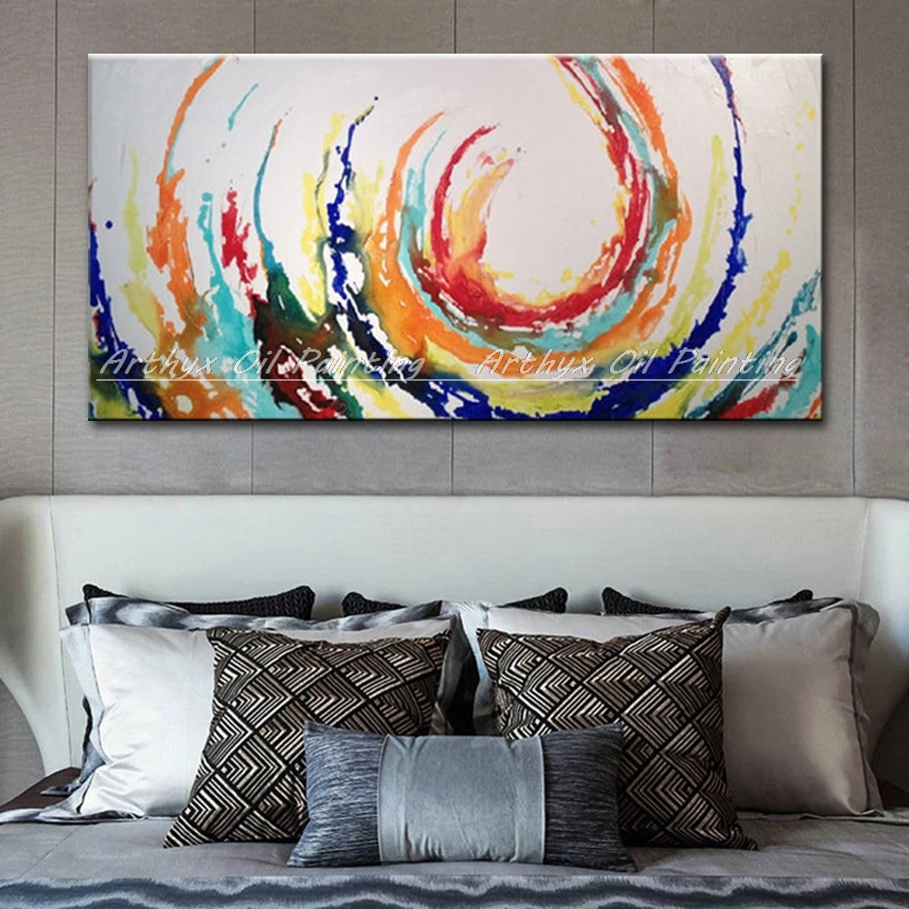 Arthyx,גודל גדול,צבוע ביד מופשט ציורי שמן על בד,צבע Lollipop אמנות תמונות קיר הסלון,קישוט הבית - 2