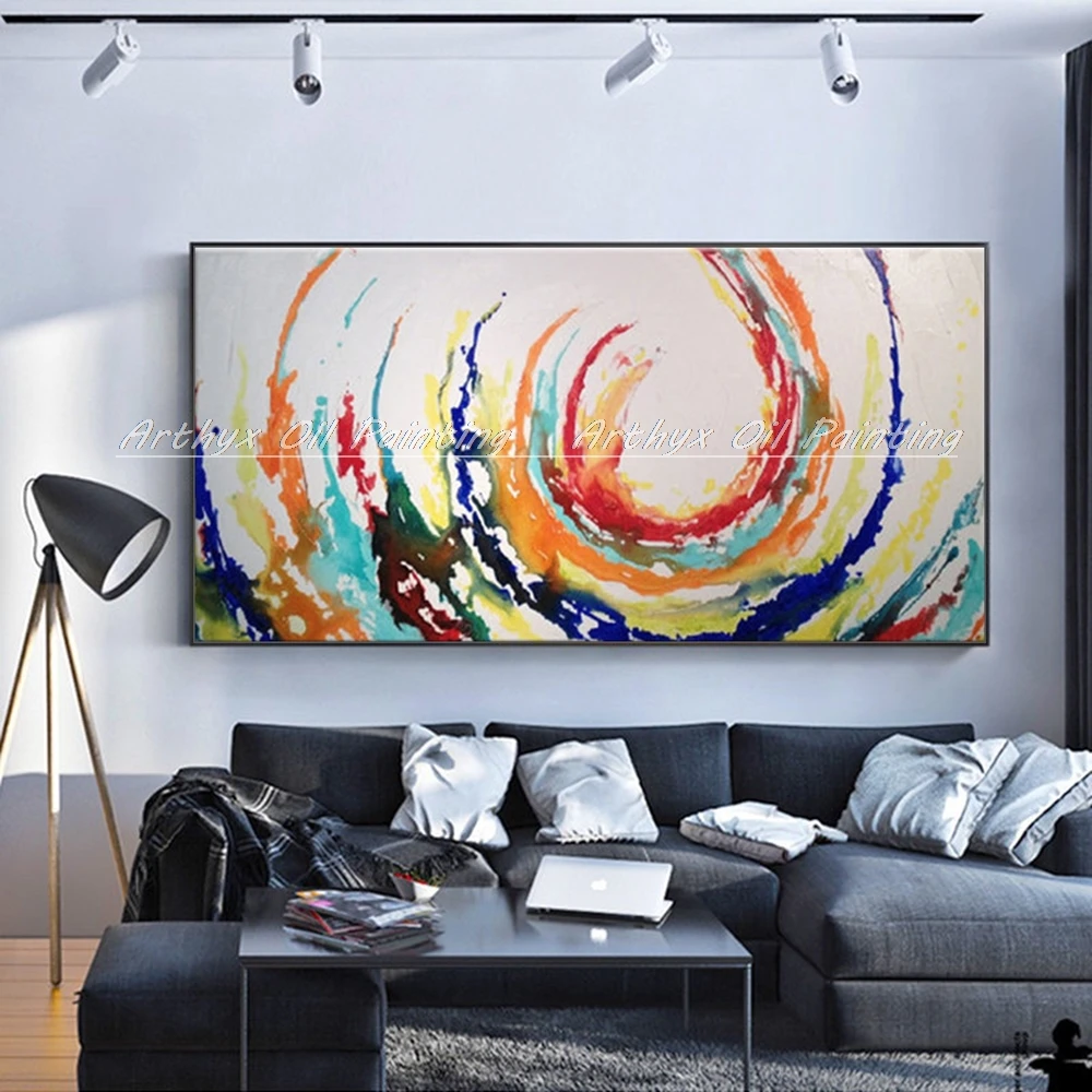 Arthyx,גודל גדול,צבוע ביד מופשט ציורי שמן על בד,צבע Lollipop אמנות תמונות קיר הסלון,קישוט הבית - 3