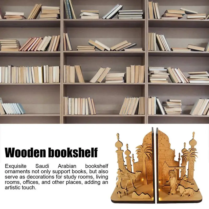 DIY 3D עץ הספר פינה מדף מיניאטורות ערבית אתנית זירת ערכות וינטג ' המפורסם סוכנות תומך הספרים בעיצוב הבית - 1