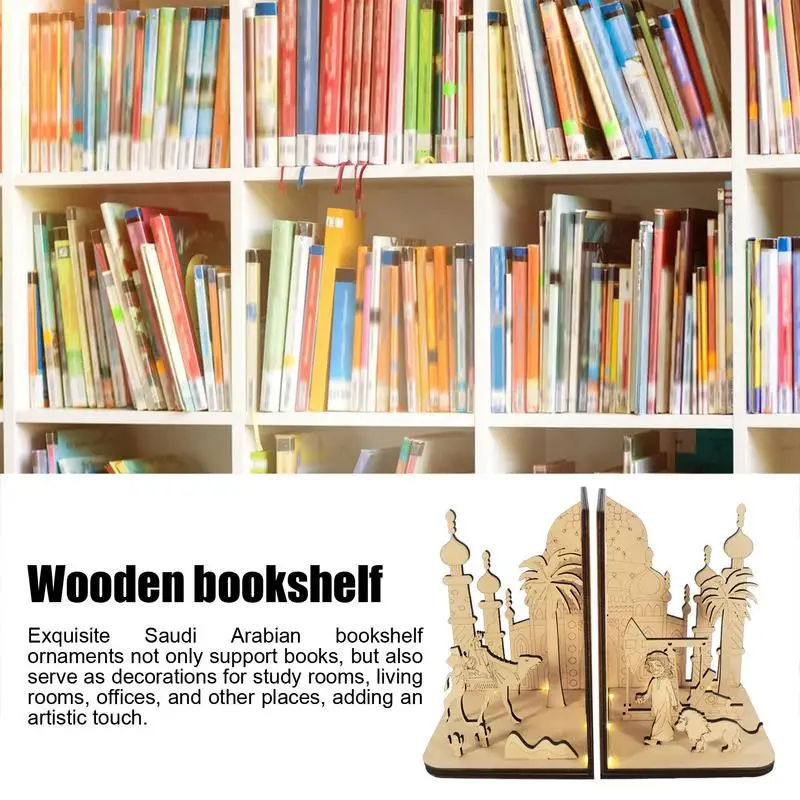 DIY 3D עץ הספר פינה מדף מיניאטורות ערבית אתנית זירת ערכות וינטג ' המפורסם סוכנות תומך הספרים בעיצוב הבית - 3