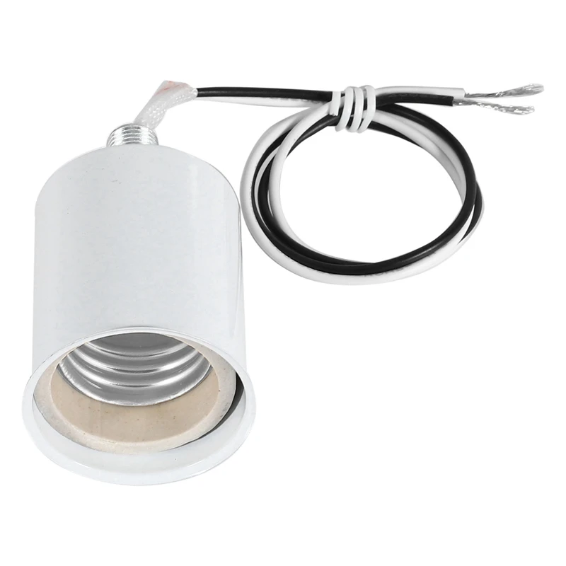 E27 קרמיקה בורג בסיס סיבוב הנורה LED מנורה, שקע בעל מתאם מתכת מנורה מחזיק עם חוט - 0