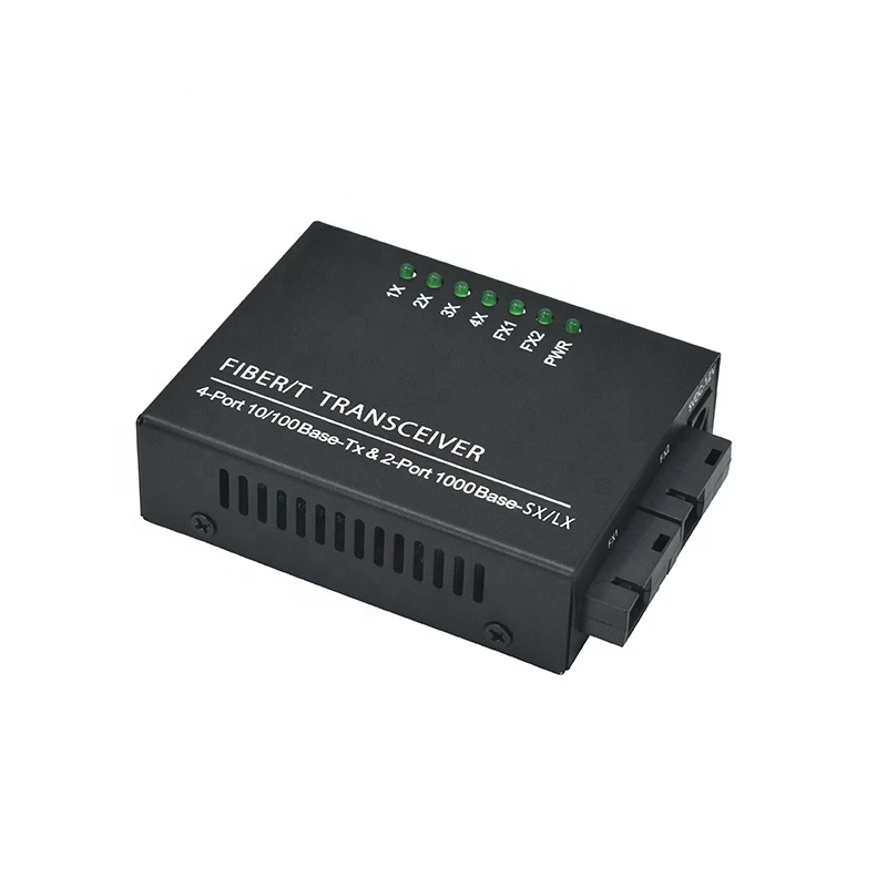 Ethernet סיבים מתג 4*100 מטר RJ45+2*1000Mbps SC מדיה אופטית ממיר מצב יחיד סיבים Media Converter - 0