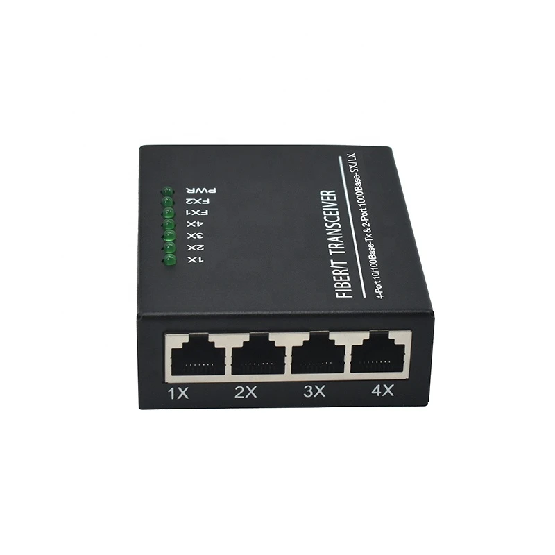 Ethernet סיבים מתג 4*100 מטר RJ45+2*1000Mbps SC מדיה אופטית ממיר מצב יחיד סיבים Media Converter - 4
