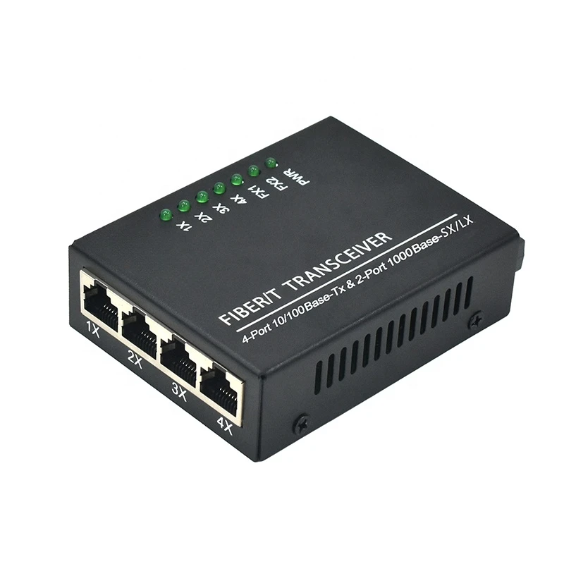 Ethernet סיבים מתג 4*100 מטר RJ45+2*1000Mbps SC מדיה אופטית ממיר מצב יחיד סיבים Media Converter - 5