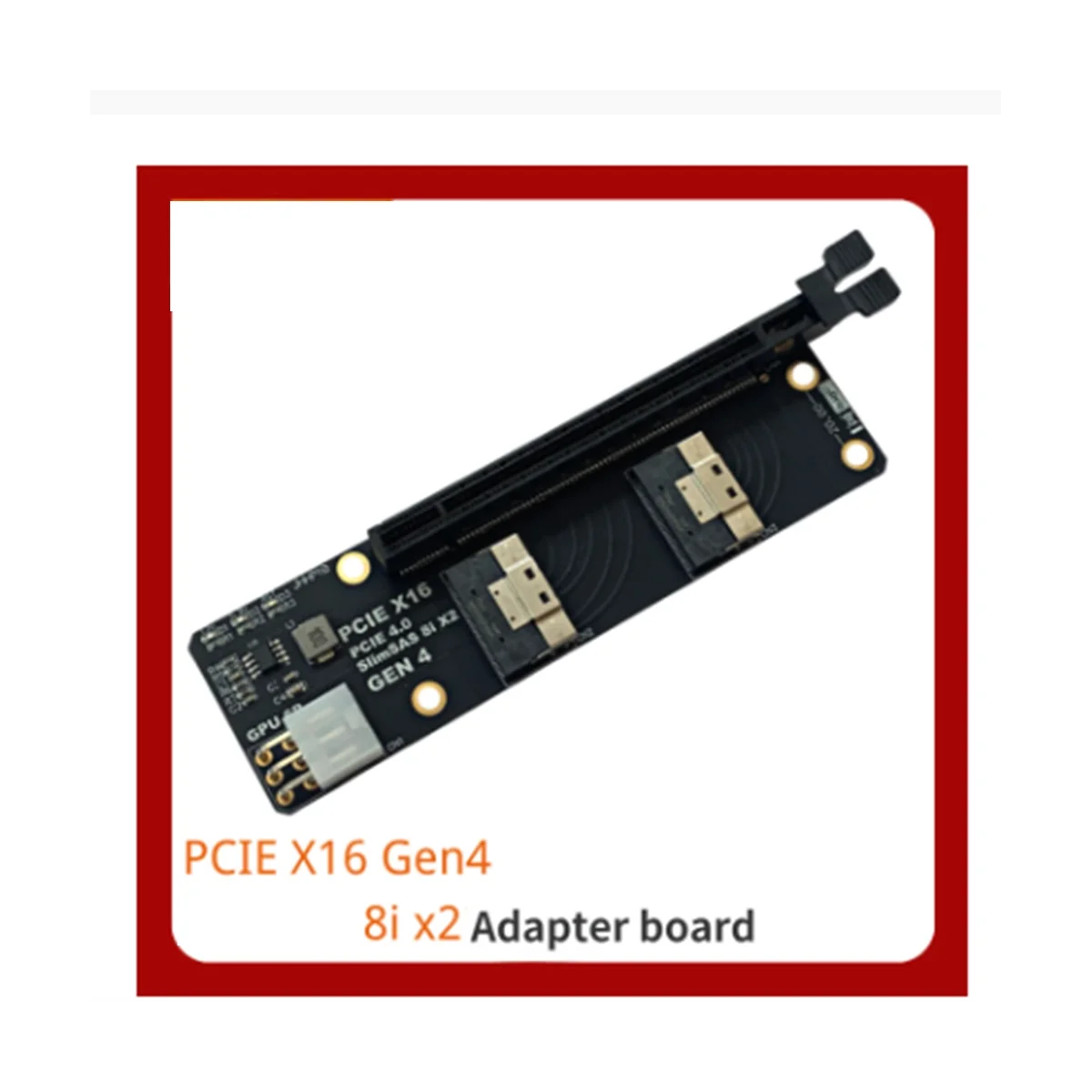 Gen4 2 יציאות SlimSAS 8I X2 כדי PCIE 4.0 X16 חריץ מתאם לוח עבור כרטיס רשת גרפיקה כרטיס וידאו כרטיס לכידת - 5
