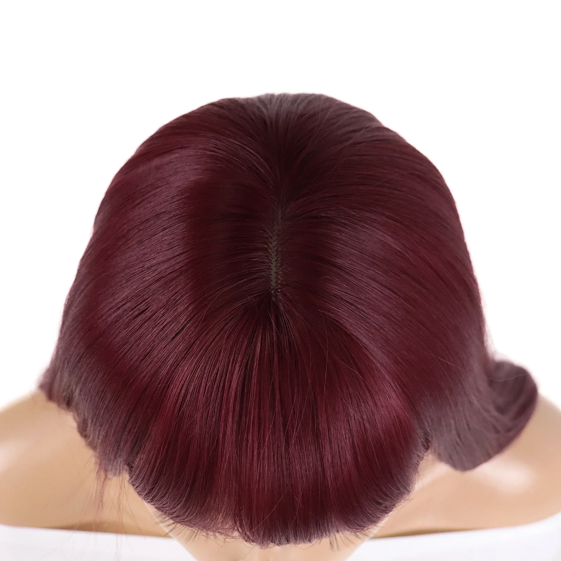 GNIMEGIL סינתטי ארוך אדום פאה עם פוני ישר תסרוקות שיער לנשים עמיד בפני חום סיבים קוספליי פאה לתחפושת חום הפאה - 3
