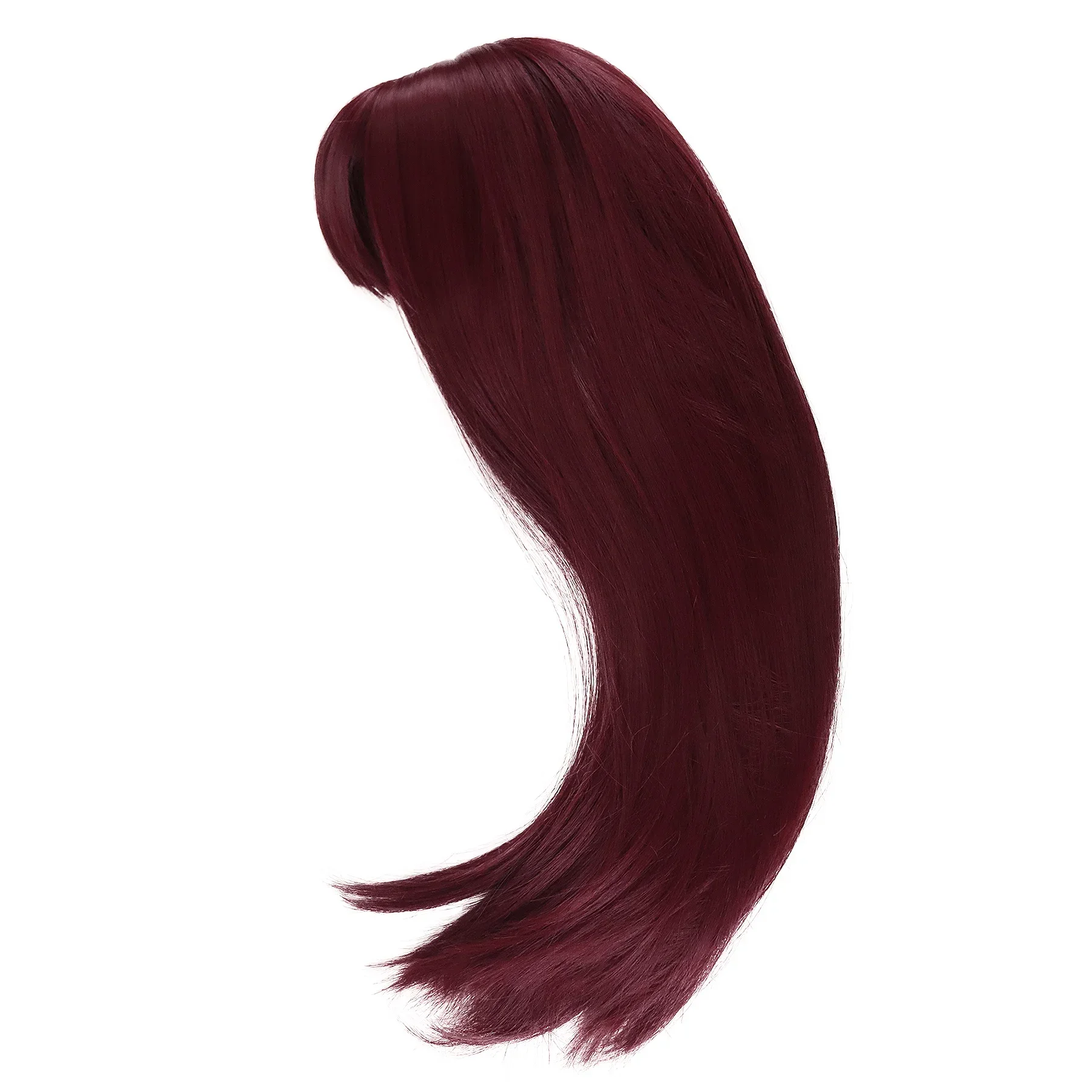 GNIMEGIL סינתטי ארוך אדום פאה עם פוני ישר תסרוקות שיער לנשים עמיד בפני חום סיבים קוספליי פאה לתחפושת חום הפאה - 4