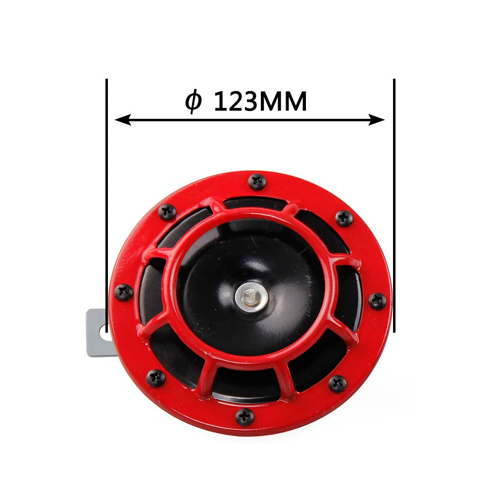 HD אדום הלה סופר רם חשמלי קומפקטי הפיצוץ צליל צופר 12V 115DB על אופנוע רכב 2pcs רמקול קרניים - 4