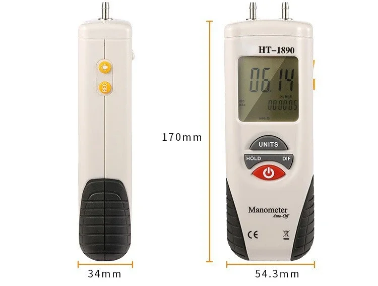 HT1890 כף יד דיגיטלי דיוק גבוהה מיקרו מד לחץ אלקטרוני מד לחץ דיפרנציאלי - 5