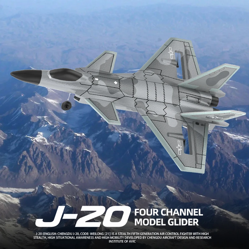 J20 RC קצף מטוס 4 ערוצים 6G 3D אוטומטי ייצוב עם 4K מצלמה פעלולים שלט רחוק מטוסים מטוסים צעצועים לילדים - 1