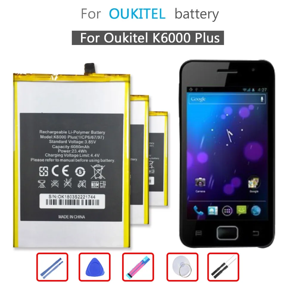 K6000plus 6080mAh סוללה עבור Oukitel K6000 בנוסף K6000Plus טלפון נייד - 0