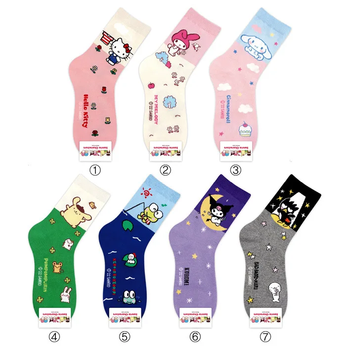 Kawaii Sanrio אנימה הדפסה גרביים קיטי Kuromi שלי מלודי קטיפה נשים גרביים Sanrio Chracters גרביים מתנה צעצועים עבור בנות - 1